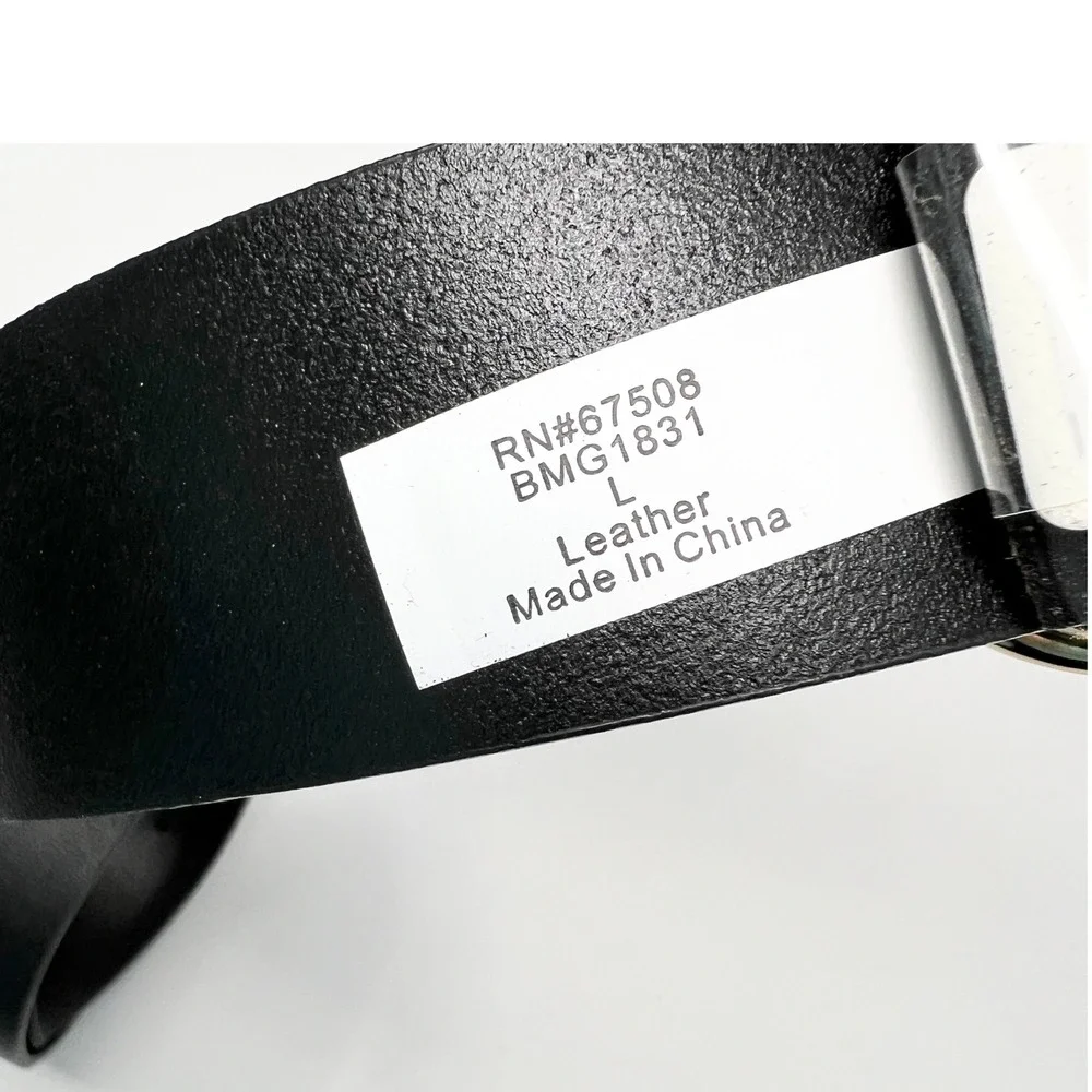 Womens Black Leather Double Ring‎ Gold Buckle Belt BMG1831 Large 36 in